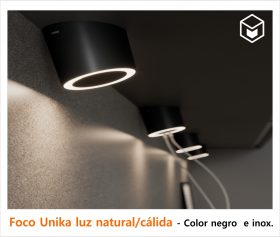 Complementos - Iluminación - Foco Unika Luz natural/cálida - Color negro e inox.