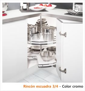 Complementos - Interiorismo KS - Rincón escuadra 3/4 - Color cromo